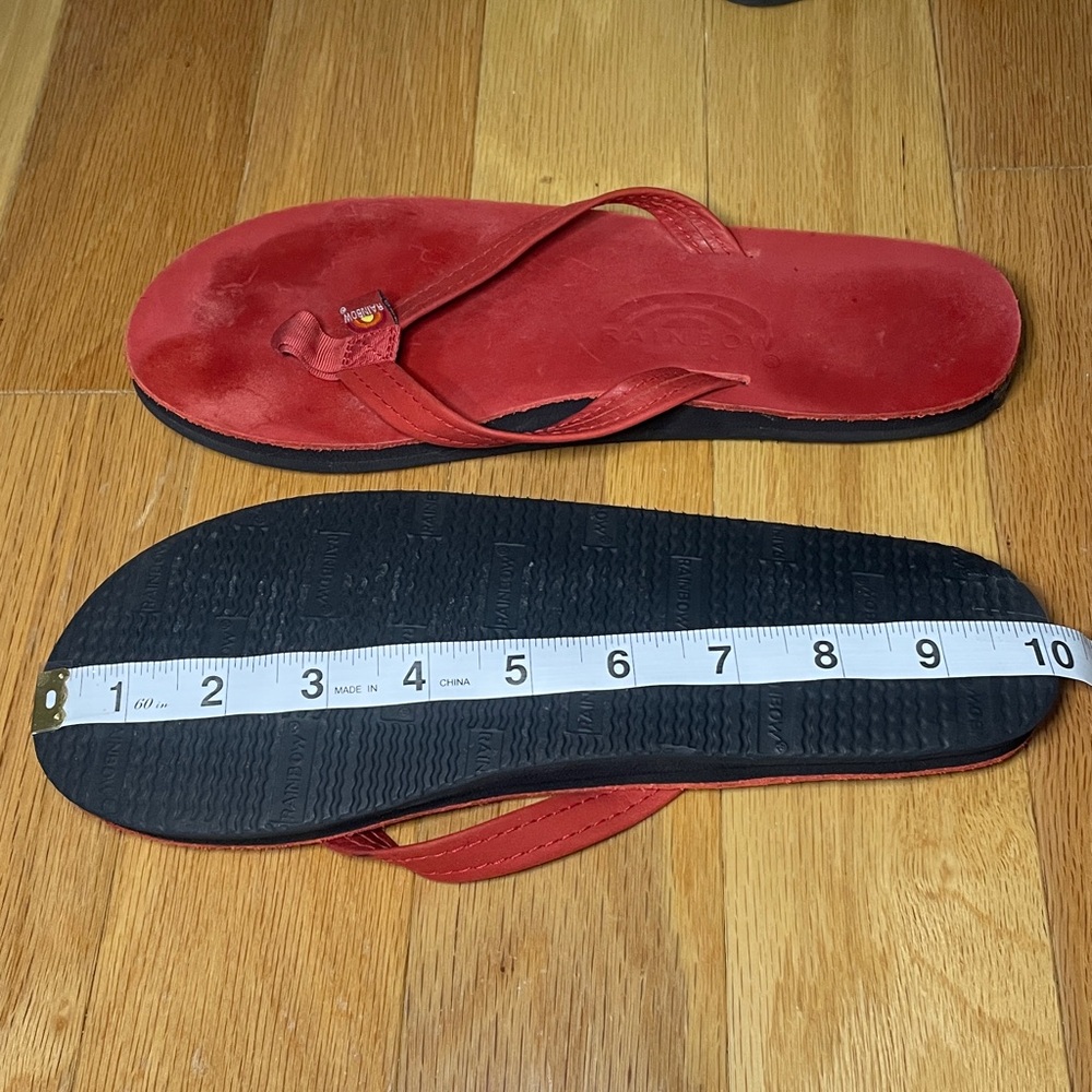 Vintage Rainbow Womens Single Layer Sandals in Red Leather Size M - Picture 10 of 10
